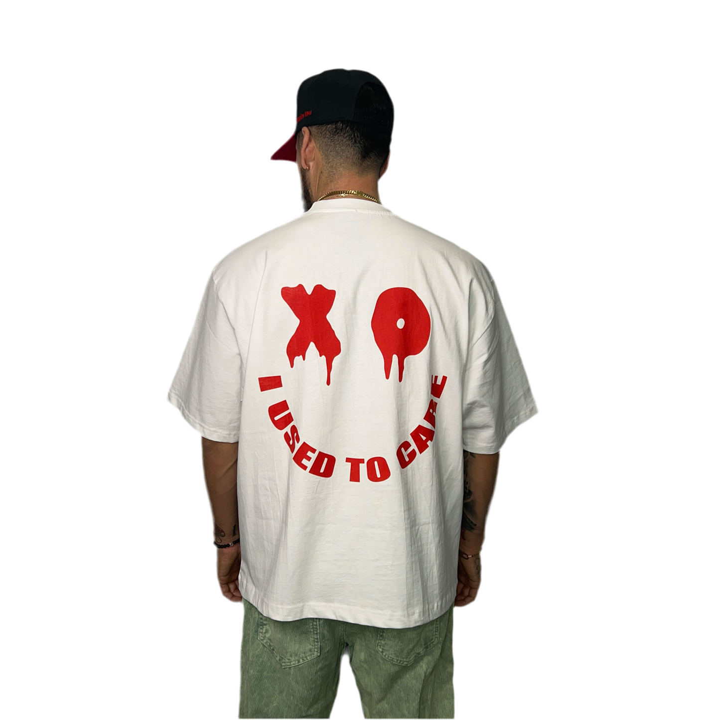 I Used to Care Oversize Shirt - White / Red