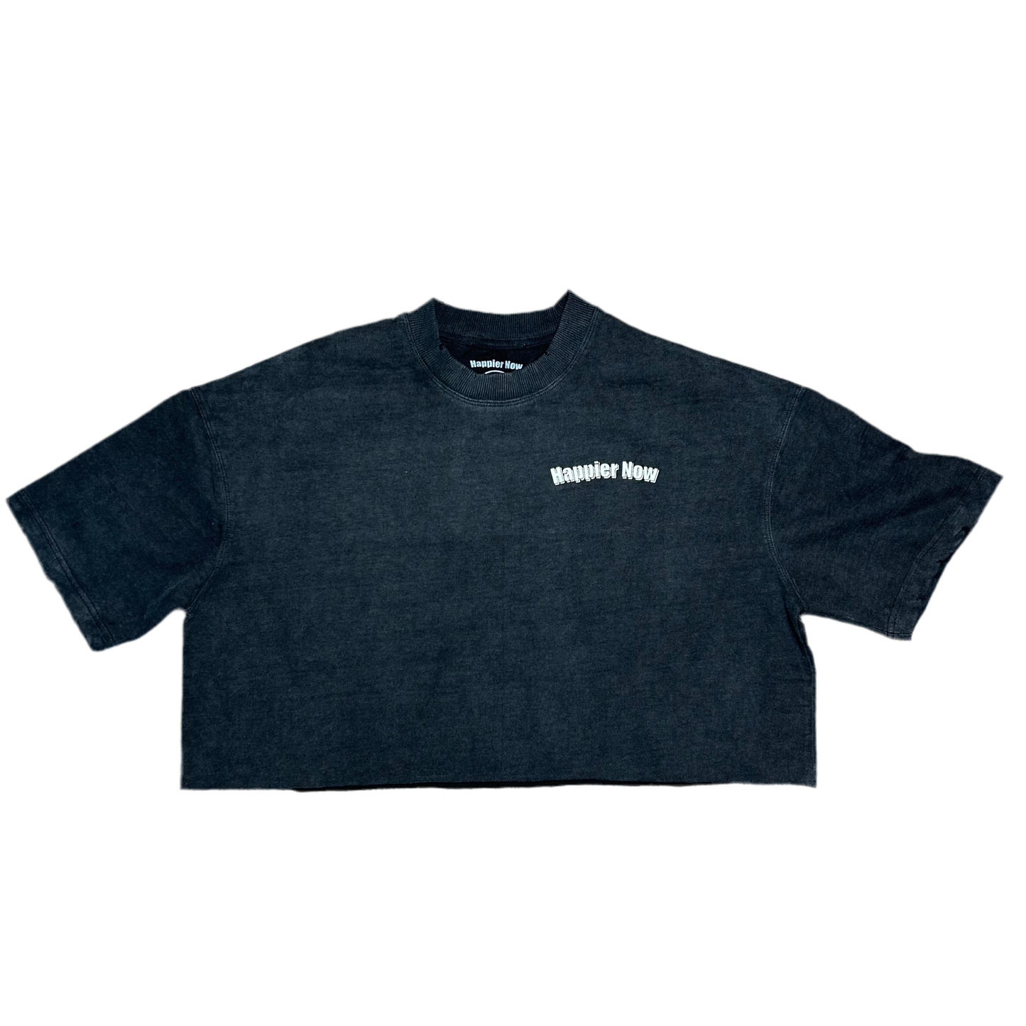 Women’s Oversized Crop Top - Black Acid Wash