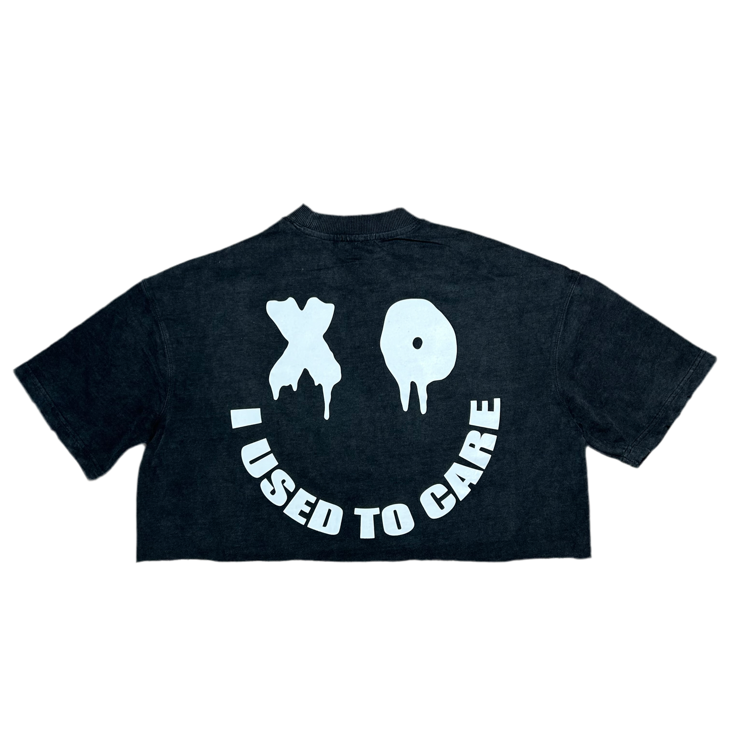 Women’s Oversized Crop Top - Black Acid Wash